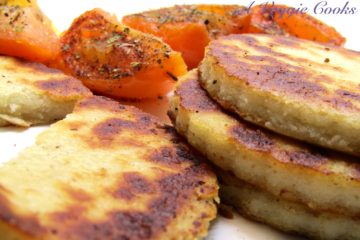Vegan Irish Potato Bread with grilled tomatoes