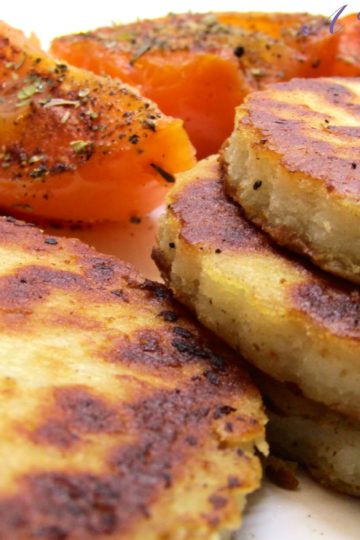 Vegan Irish Potato Bread with grilled tomatoes