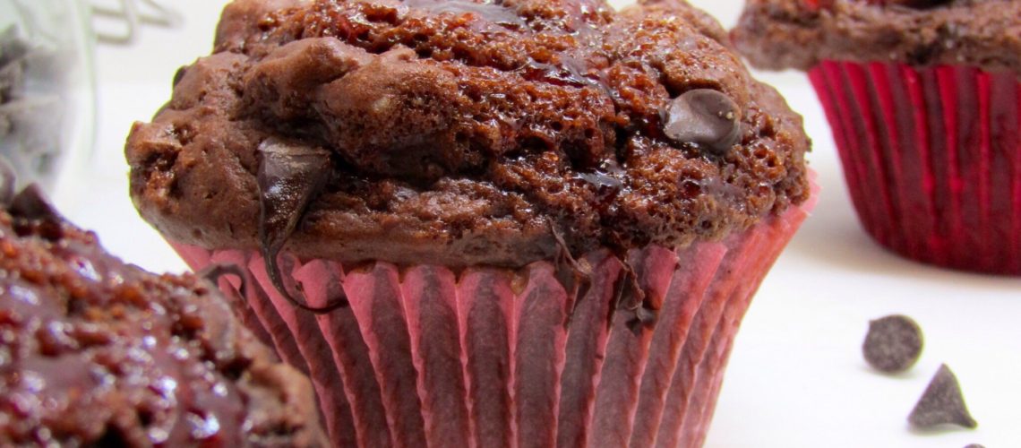 Vegan chocolate raspberry muffins