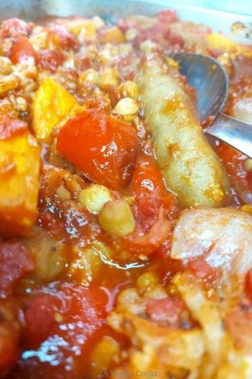Vegan sausage and Chickpea Casserole