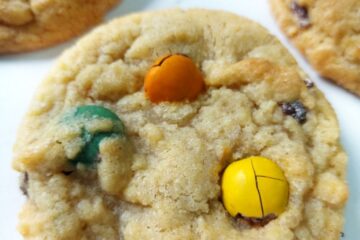 Vegan cookies with colourful chocolate drops