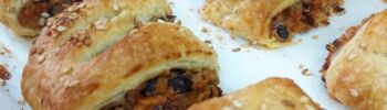 Vegan Sausage Rolls on a baking tray